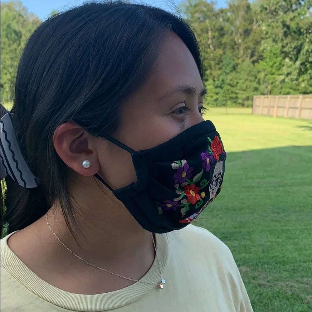 Triple layer Reusable embroide face mask F…